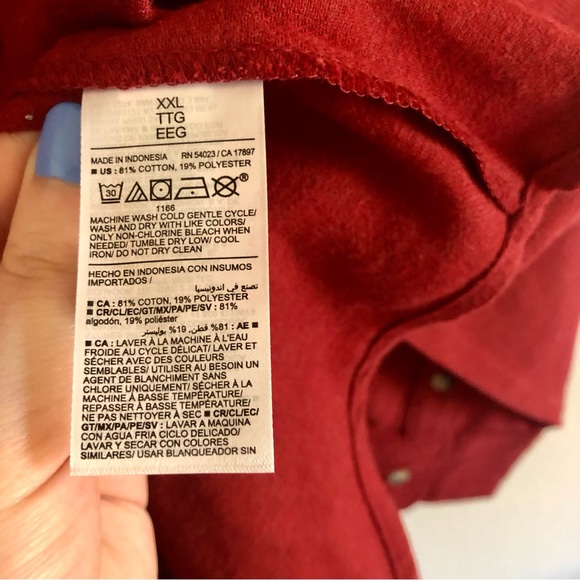 NWT Old Navy Plus Size Red Flannel Boyfriend Button Down Shirt - Picture 9 of 10